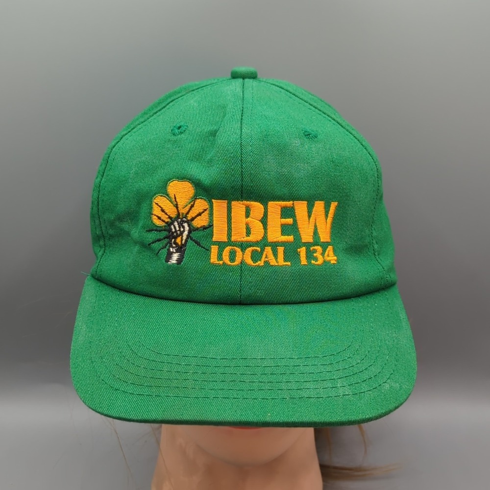 Vintage IBEW Local 134 Hat Cap St. Patrick Day 2005 Green Snapback Made in USA